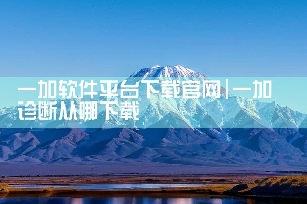 一加软件平台下载官网