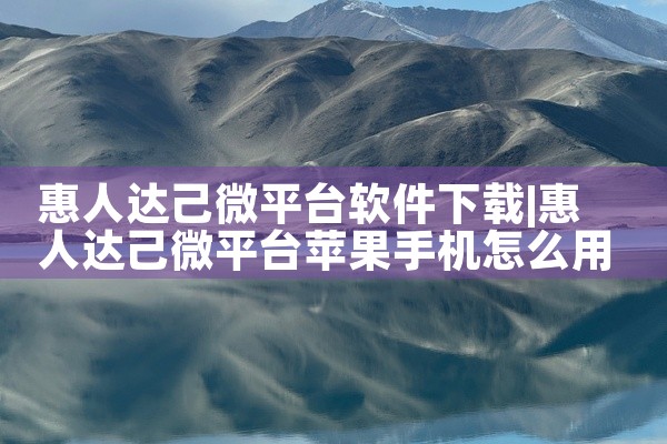 惠人达己微平台软件下载