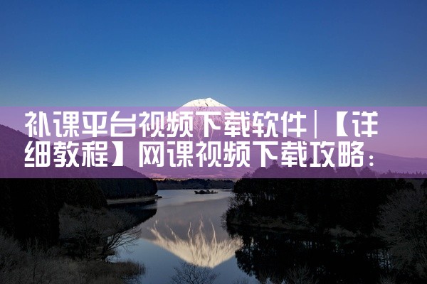 补课平台视频下载软件